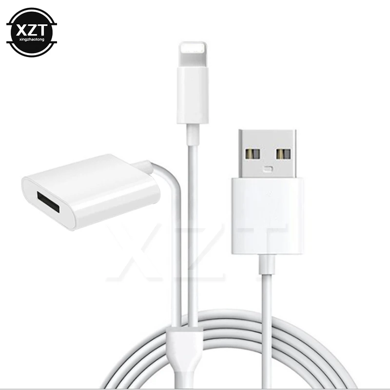 1m Lightning 8 Pin Female Male 2 In 1 USB Charging Adapter Cable For