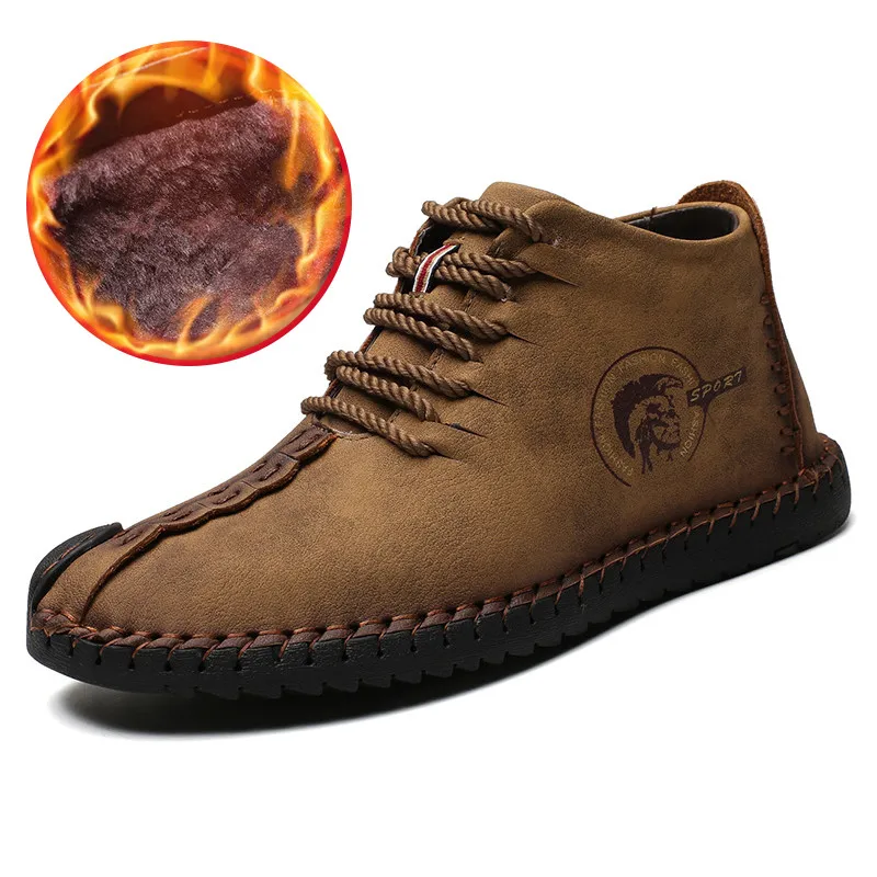 

winter shoes men 2018 new men boots working tactical boots casual short plush warm sewing men boots fashion ankle snow boots men