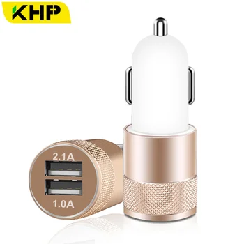 Car Charger KHP Universal Mini Dual USB Car Charger For iPhone 6 6s Plus 5 7 iPhone6 Charger USB Adapter Samsung Led USB Charger