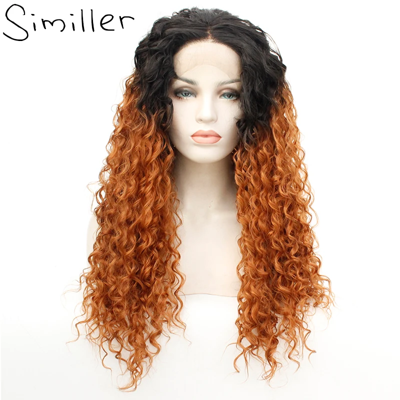 Similler Afro Women Lace Front Wig Long Synthetic Hair Water Wave Wigs