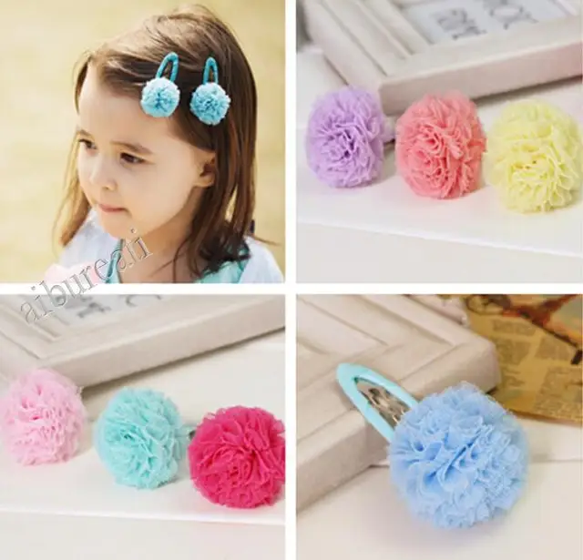 Baby Girls Hair Clips Children Hair Accessories Mesh Flower Hairclips