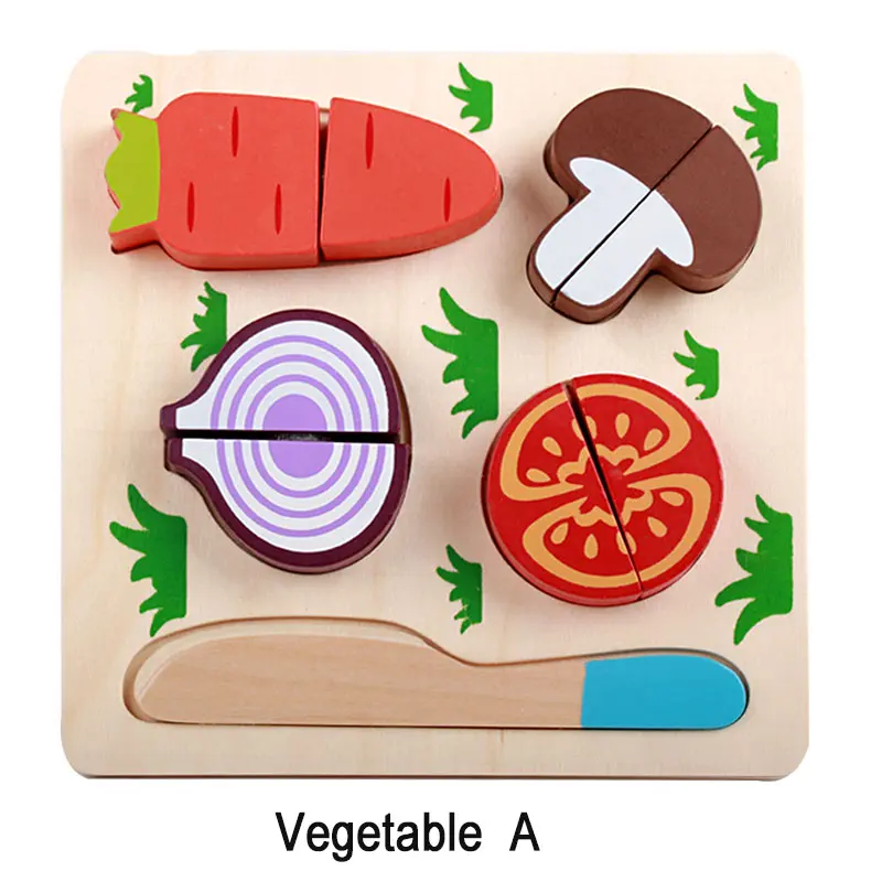 Logwood кухня забавная резка фрукты овощи еда игровой набор для приготовления пищи для детей брендовые игрушки ABS деревянный Безопасный нож многоцветные подарки - Цвет: Vegetable A