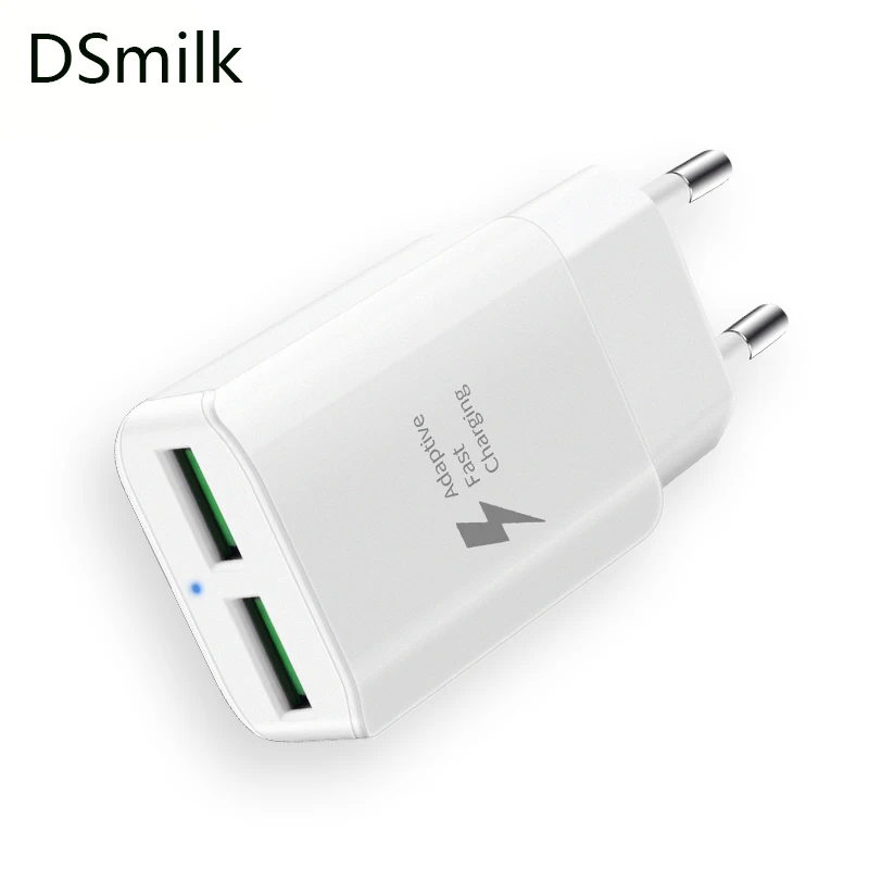 

DSmilk 2-Ports USB Charger with LED Light Mobile Phone Universal Fast Charging for Samsung iPhone X 8 5V/2.1A Adapter