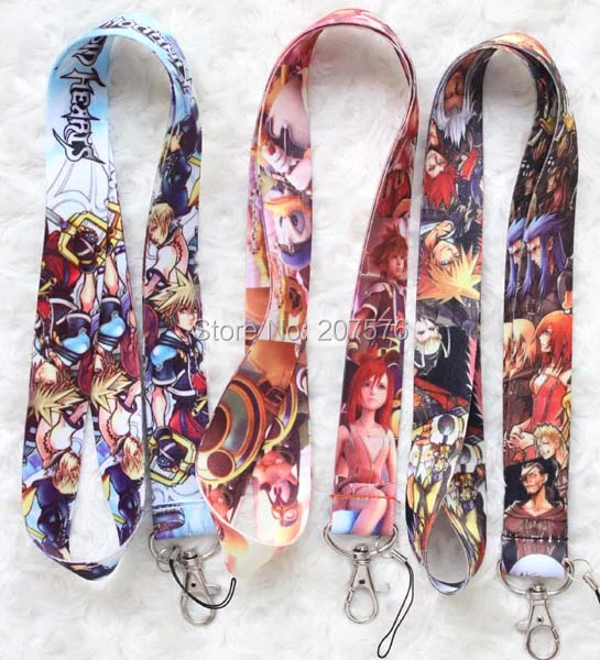 Один мультфильм аниме Kingdom Hearts Death Note Key Lanyard Cheetah ID значки держатели животные в полоску телефон шеи ремни#441