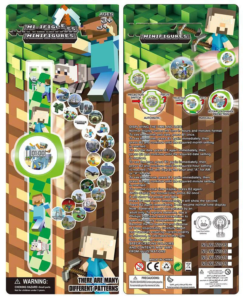

Cartoon Minecraft Anna Elsa 20 Images 3D Projection Watch Toys Clock Action Figure Toys For Boys Girls Kids Party Gift