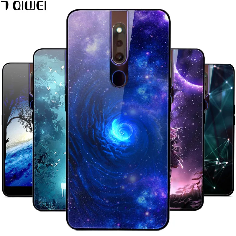 

K For OPPO F11 PRO Case Glass Back Fashion Hard Cover For Coque OPPO F11 PRO F11Pro Case F 11 Pro oppof11pro Soft Tempered 6.53