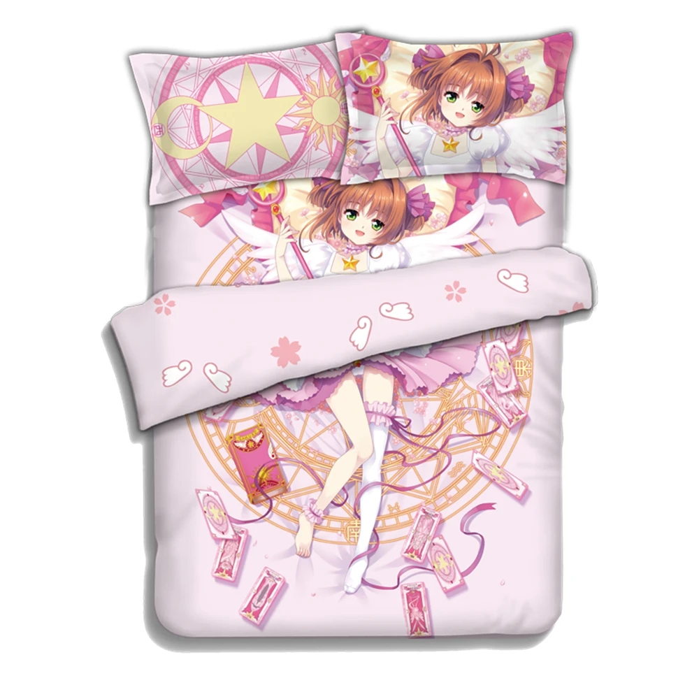 Аниме JK Cardcaptor Sakura кимоно Сакура косплей Утешитель набор кровать плоский лист одеяло Чехол Наволочка розовые милые постельные принадлежности наборы