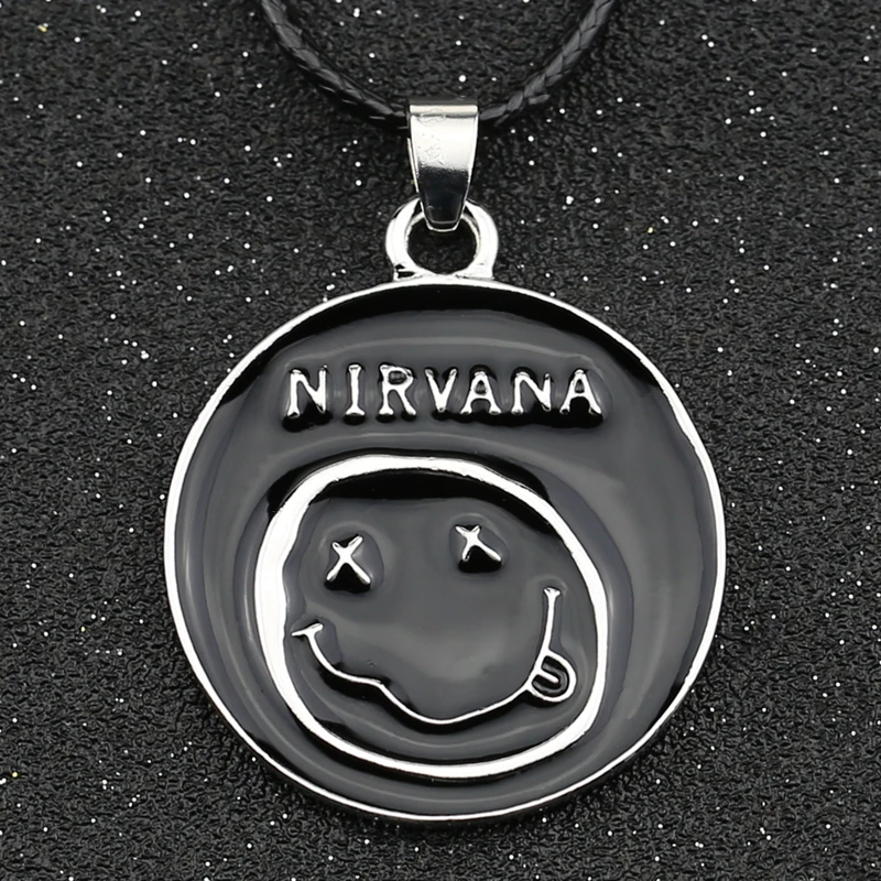 Nirvana Necklace Kurt Cobain Rock Band Smile Smiley Face Logo