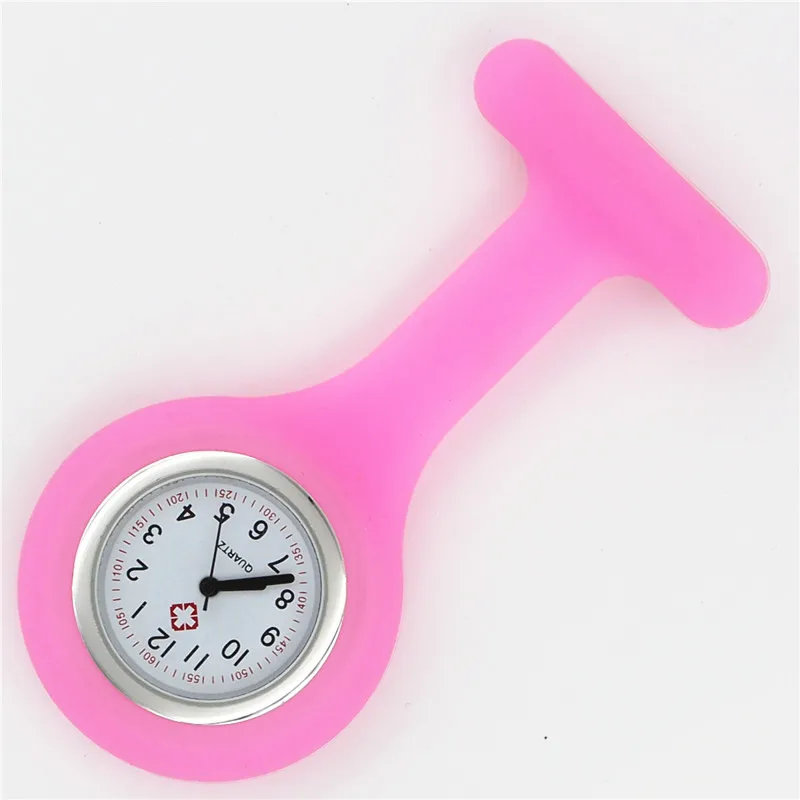 silicone nurse watch fob pocket quartz medical watch dots doctor nursing lapel gift hospital health brooch watch wholesale - Цвет: TMpink