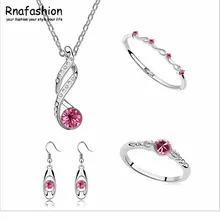 Ювелирные комплекты с кристаллами Подвески Ожерелья для мужчин мотаться серьги кольцо и браслет/браслет Посеребренная Сеть Мода stlye для женщин