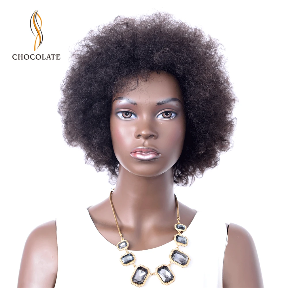Nebuzz Korotkie Chelovecheskie Volosy Pariki Brazilskie Volosy Remy Afro Kurchavye Kucheryavye Pariki Dlya Chernogo Cveta Korichnevyj Parik Ih Naturalny