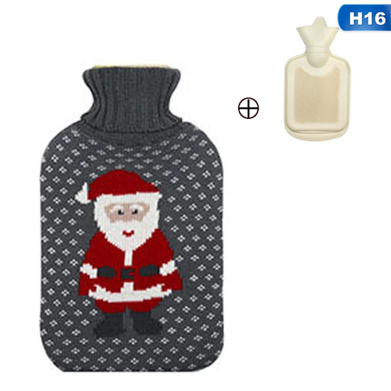 Резиновая Высококачественная Рождественская бархатная утолщенная безопасная бутылка для горячей воды карманные перчатки плюшевая сумка для наполнения горячей водой Прямая - Цвет: 16