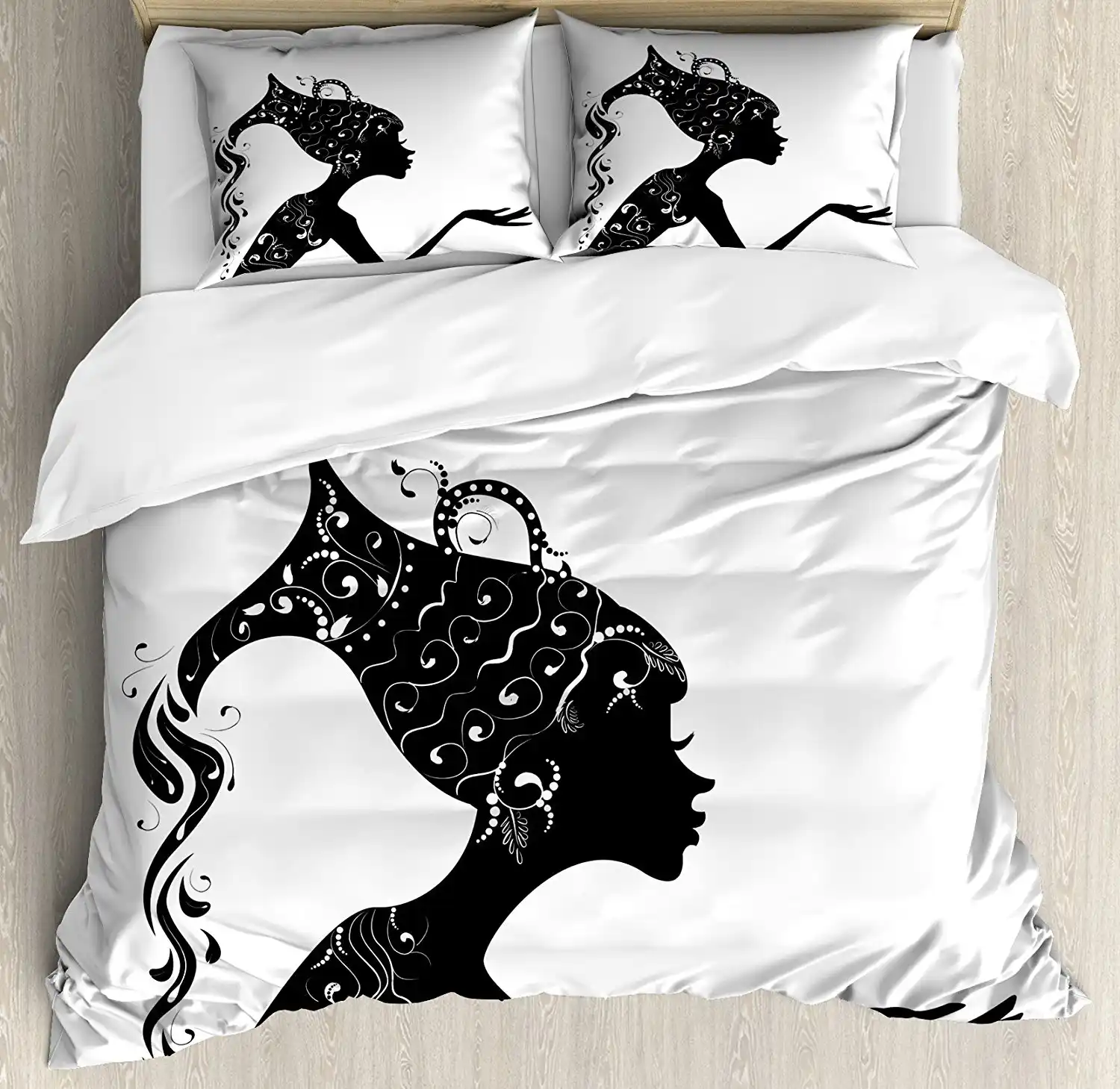 Zodiac Aquarius Duvet Cover Set Ethnic Dressed Woman With Pagan