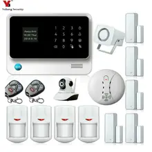 Yobang безопасности приложение управление голосовые подсказки GSM сигнализация системы безопасности дома движения PIR сети камера дым датчик Пожарной Сигнализации наборы