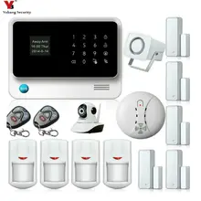 Yobang Security APP Control Voice Prompt GSM Alarm Systems Security Home Motion PIR Network Camera Smoke Fire Alarm Sensor Kits