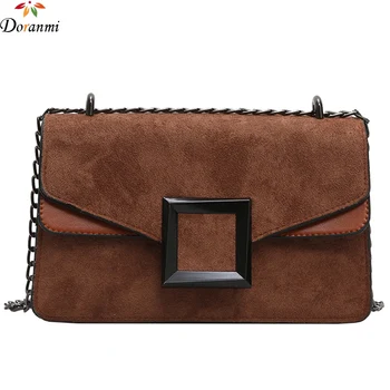 

DORANMI Suede Leather Shoulder Bags For Women 2019 Fashion Luxury Brand Designed Square Flap Bags Chain Bolsos Mujer CBB114