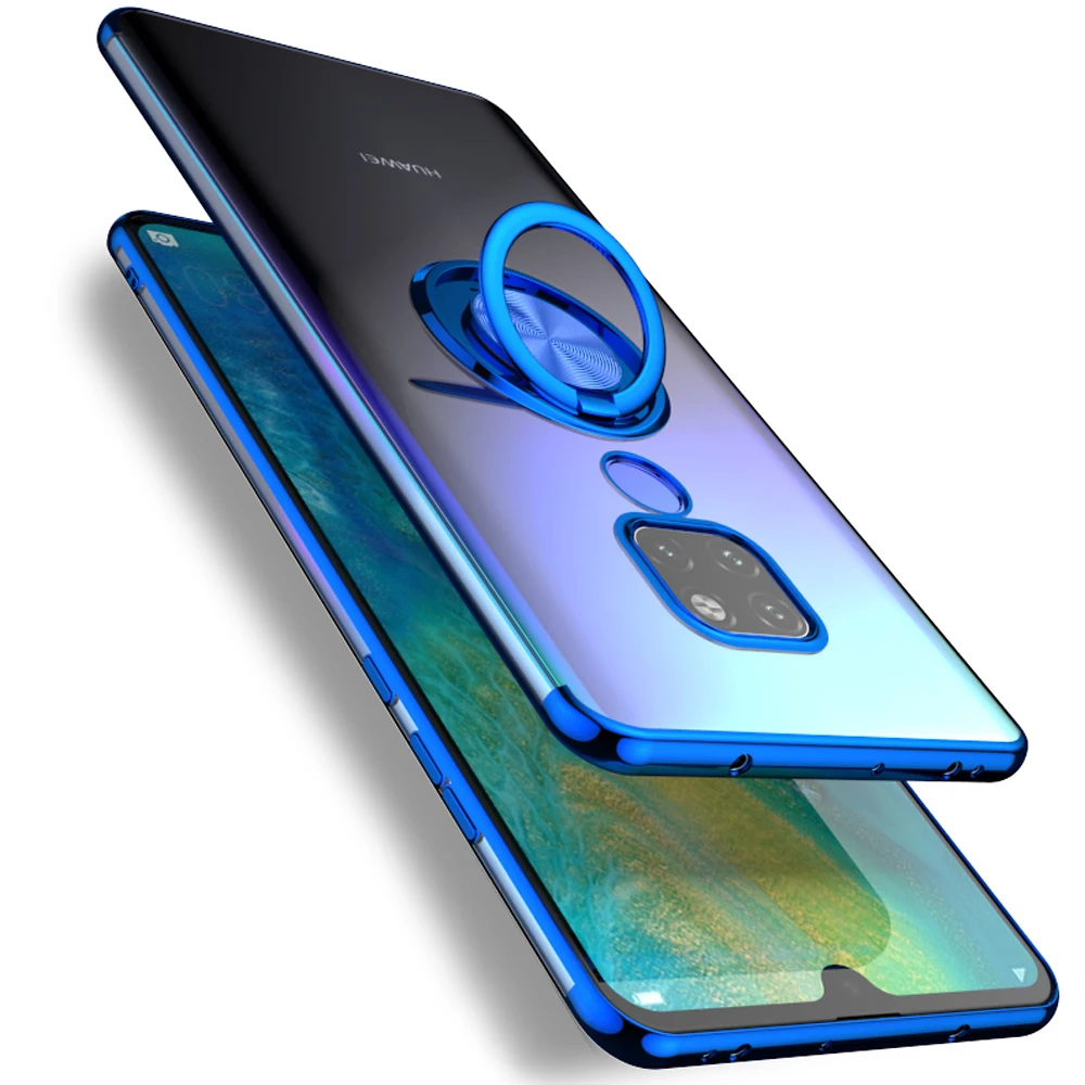 Ascromy для huawei коврики 20 Pro чехол 360 градусов кольцо стенд ТПУ Бампер Покрытие