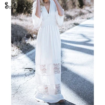 

Long Beach Dress Lace Cotton Bikini Cover up 2020 Plus size Swimwear Bathing suit Cover ups Robe Plage Kaftan Beach Cover up