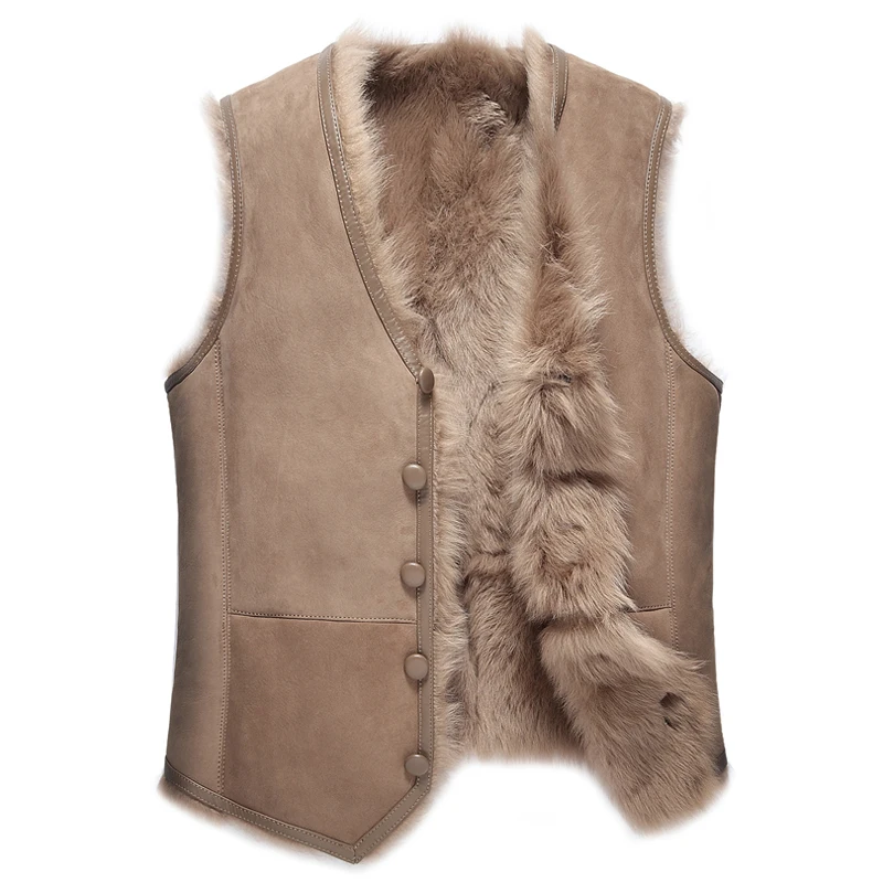 Genuine sheepskin leather vest men thick warm fur vest Tuscany