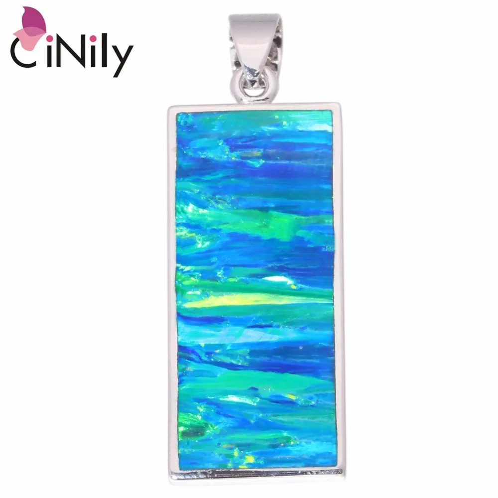 

CiNily Created Blue Orange Fire Opal Silver Plated Wholesale Fashion Jewelry for Women Christmas Gift Pendant 1 3/8" OD6708-09