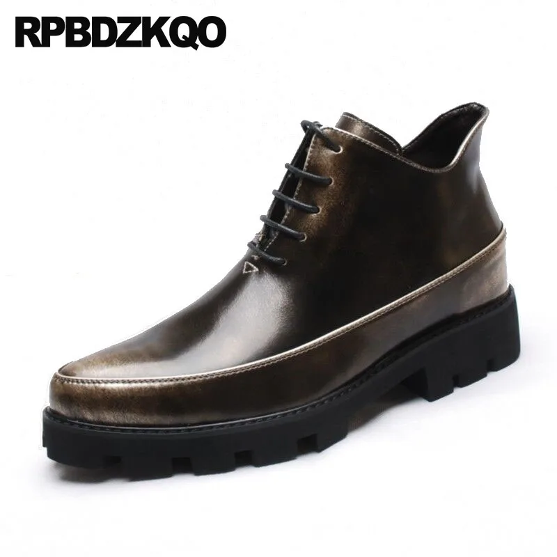 black and gold lace up boots
