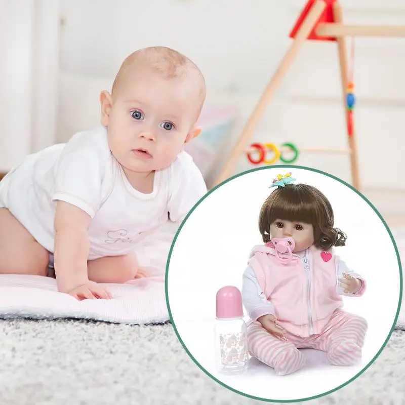 

47cm Simulation Reborn Baby Doll Cute Kids Realista Baby Doll with Clothes Soft Vinyl Girl Lifelike Playmate Toy Birthday Gifts