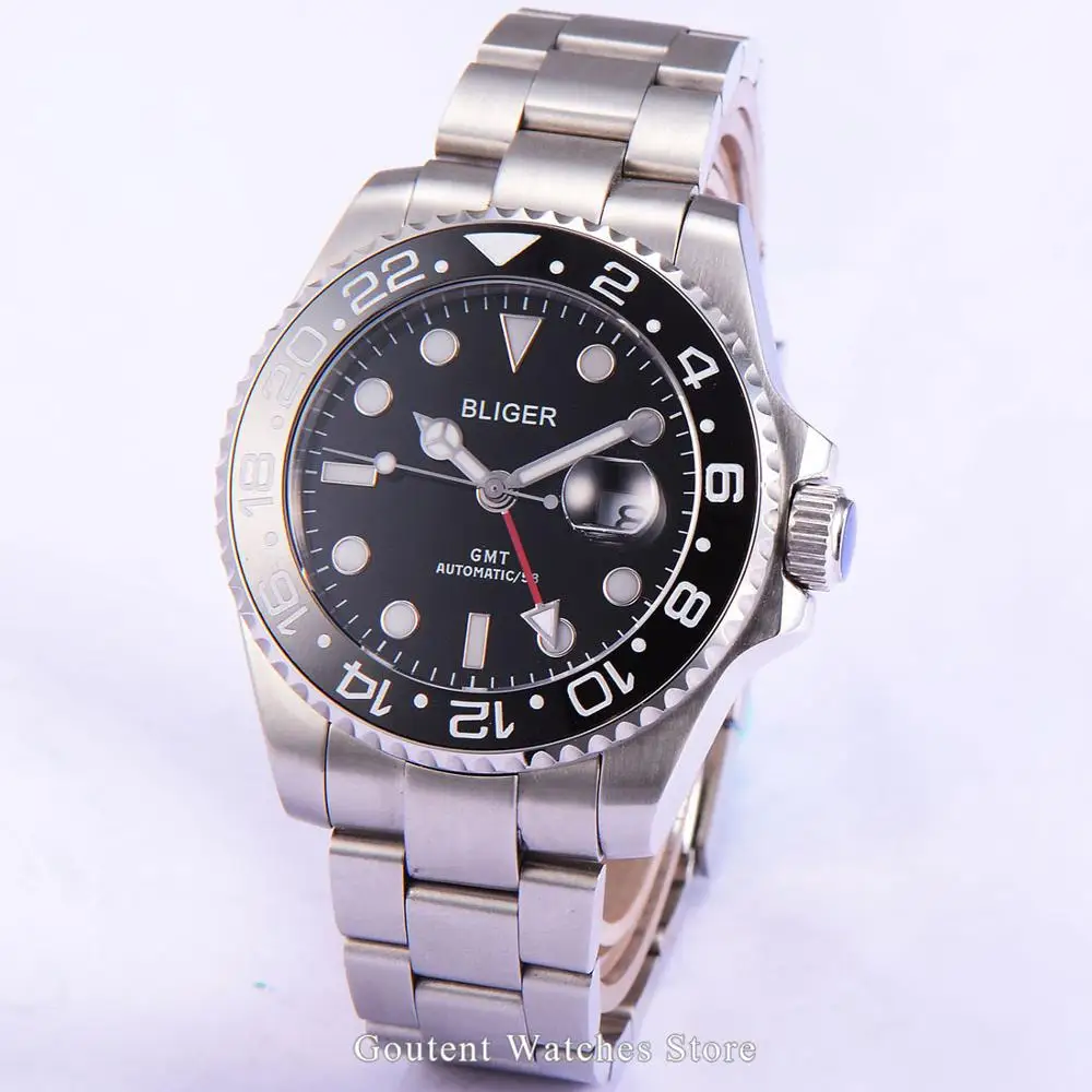 

11 Types 43mm Bliger Sapphire Glass Ceramics Bezel Automatic Men's Watch