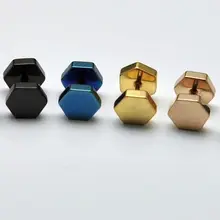 Стиль 8 мм шестигранные плоские серьги-гвоздики титановые 316 серьги из нержавеющей стали серьги-гвоздики 6 цветов