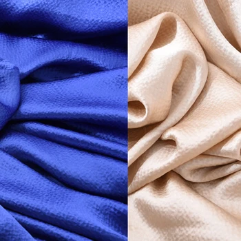 

114CM Wide 19MM Blue Beige Silk Pearl Satin Fabric for Dress Suit Cheongsam Pant Shirt H382