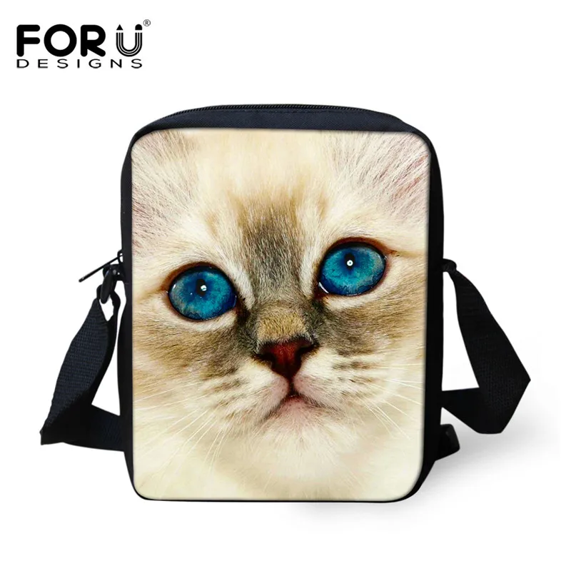 FORUDESIGNS/повседневная женская сумка с объемным рисунком кота, сумки через плечо для девочек, детская маленькая сумка на плечо, Детская сумка-мессенджер, Mochilas Infantil - Цвет: CA4906E
