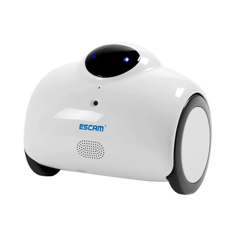 ESCAM Robot QN02 720P WiFi IP Camera Smart Web Cam Touch Interactive Move Laugh Automatically Charge Support Remote Video-White