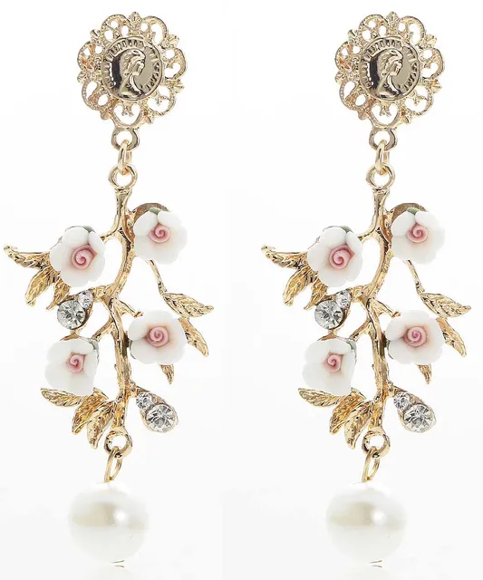 Best Offers YaYi Pearl Rose White Glass Rhinestone Dangle Earring Women's Fashion Ancient Gold Color Gem Earrings For Women E1102 Best Offers YaYi Pearl Rose White Glass Rhinestone Dangle Earring Women's Fashion Ancient Gold Color Gem Earrings For Women E1102