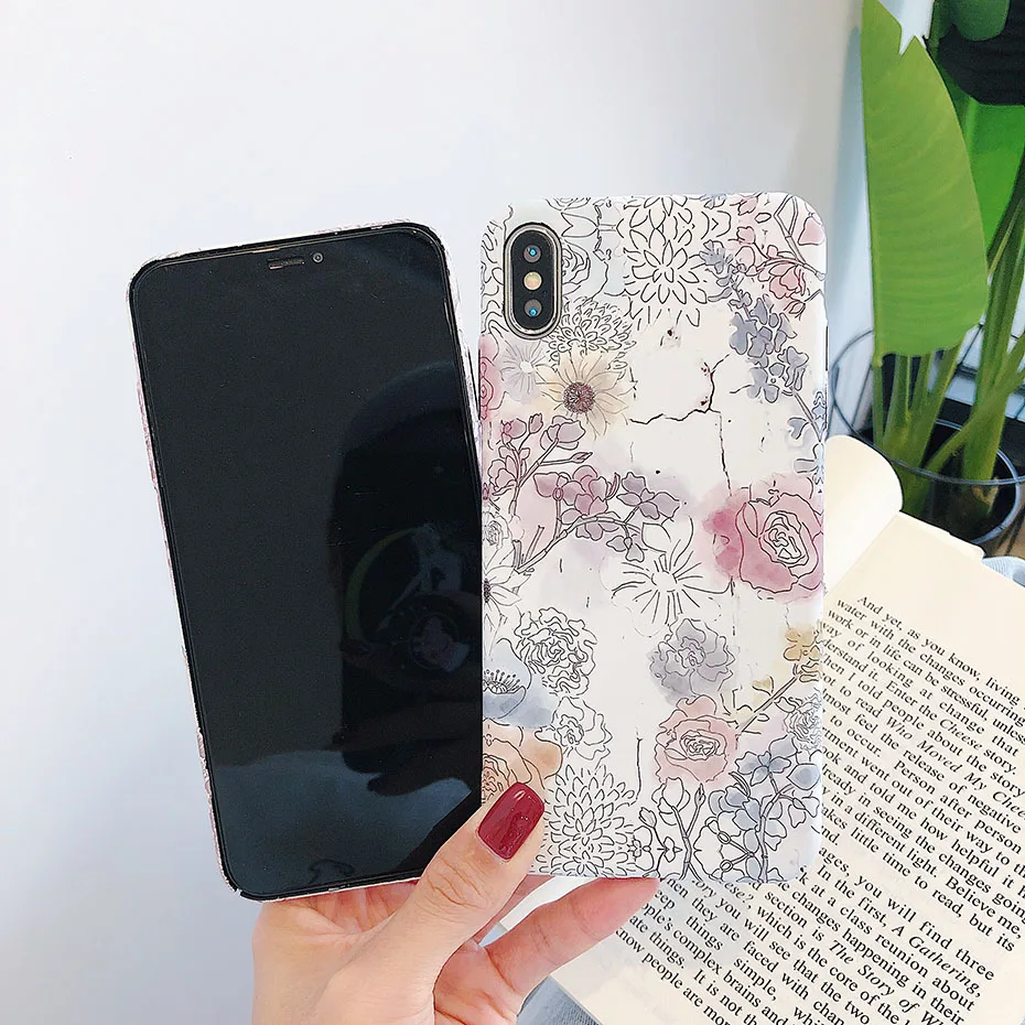 YAMIZOO 3D Relief LuminousFlowerLuxuryHard Case For iPhone 7,For iPhone 7 Case Blue Phone Cases For 7 8 6 6s Plus X Xs Max XR (7)