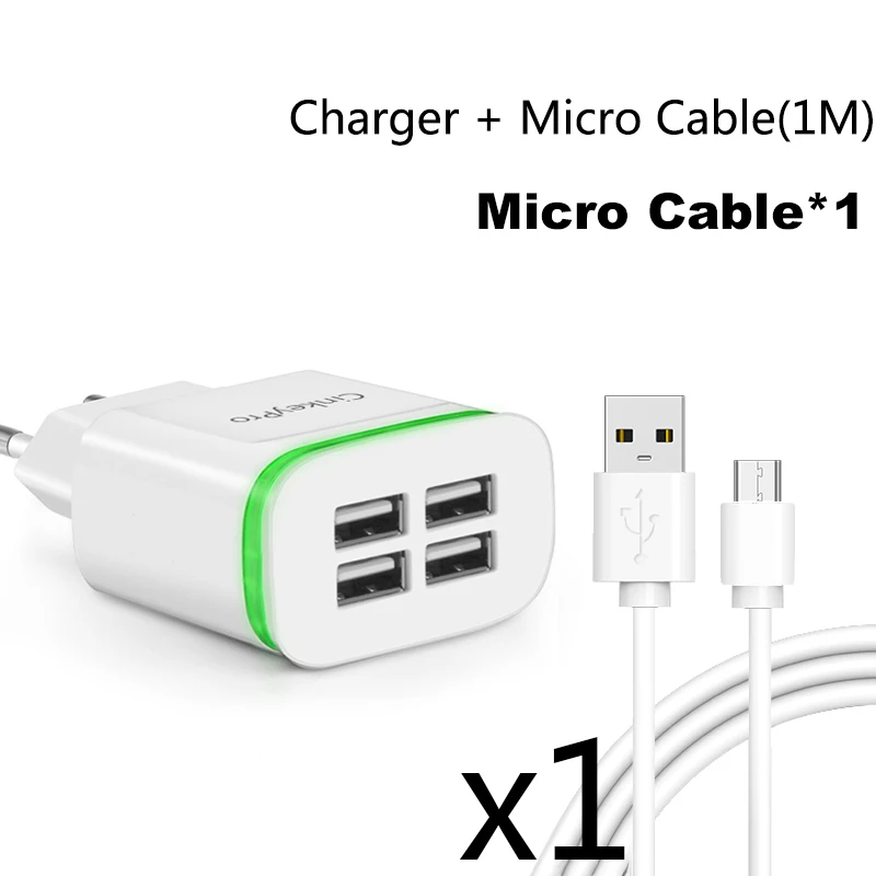 Cinkeypro 4 Порты USB Зарядное устройство для iPhone iPad Samung свет ЕС Plug 5 В 4A сетевой адаптер мобильный телефон универсальная зарядка - Тип штекера: White1