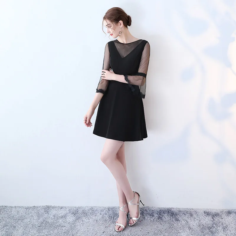FADISTEE коктейльные платья 3/4 рукава Горячая размера плюс короткие стильные платья женское маленькое черное кружевное платье