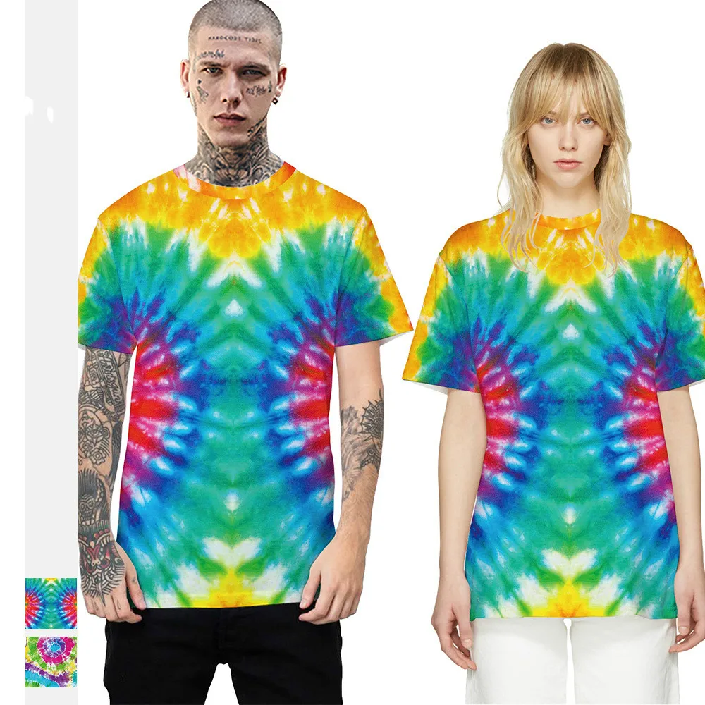 

Summer blockbuster Chic Art symmetry dazzling tie-dyeing women's loose size short sleeve T-shirt Unisex streetwear Dropshipping