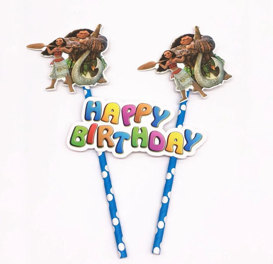 

1set Moana flag kids birthday party cake decoration cake toppers masked man cake picker happy birthday party supply