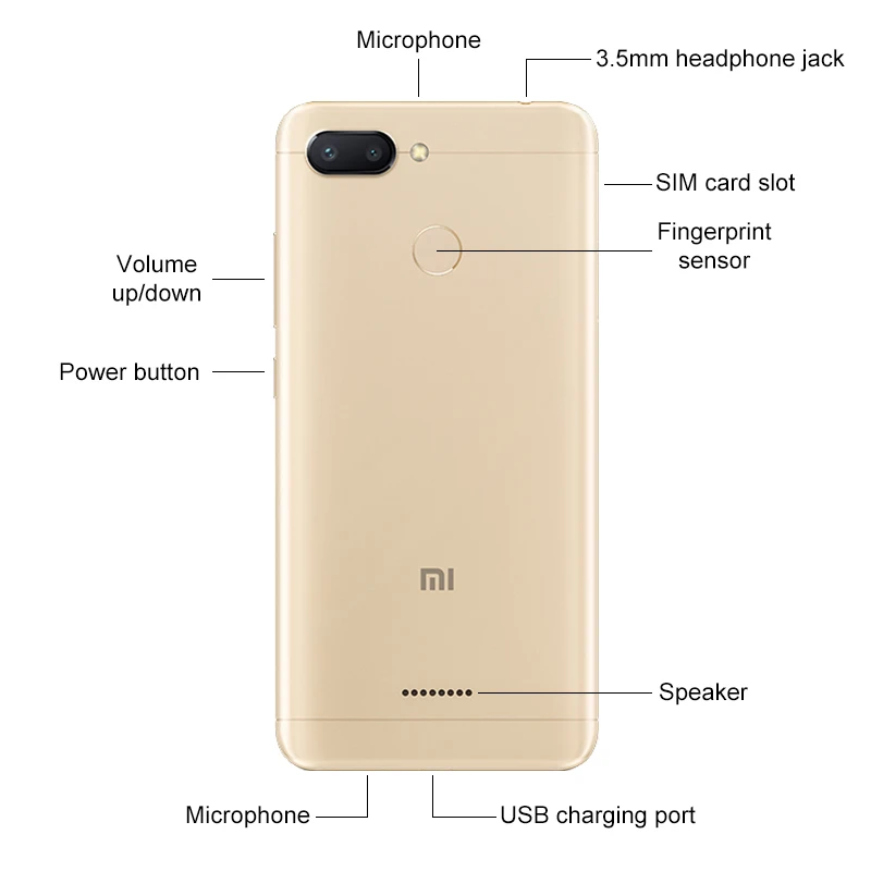 Xiaomi Redmi 6 с глобальной версией, 4 ГБ, 64 ГБ, Helio P22, Восьмиядерный процессор, 5,45 дюйма, 18:9, полноэкранные мобильные телефоны, 12 Мп+ 5 МП, AI, две камеры OTA