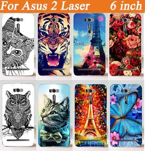 

Colored Phone Case For Asus Zenfone 2 Laser ZE601KL 6-inch Cover With Painting tiger lion rose eiffel towers Hard Case Cover