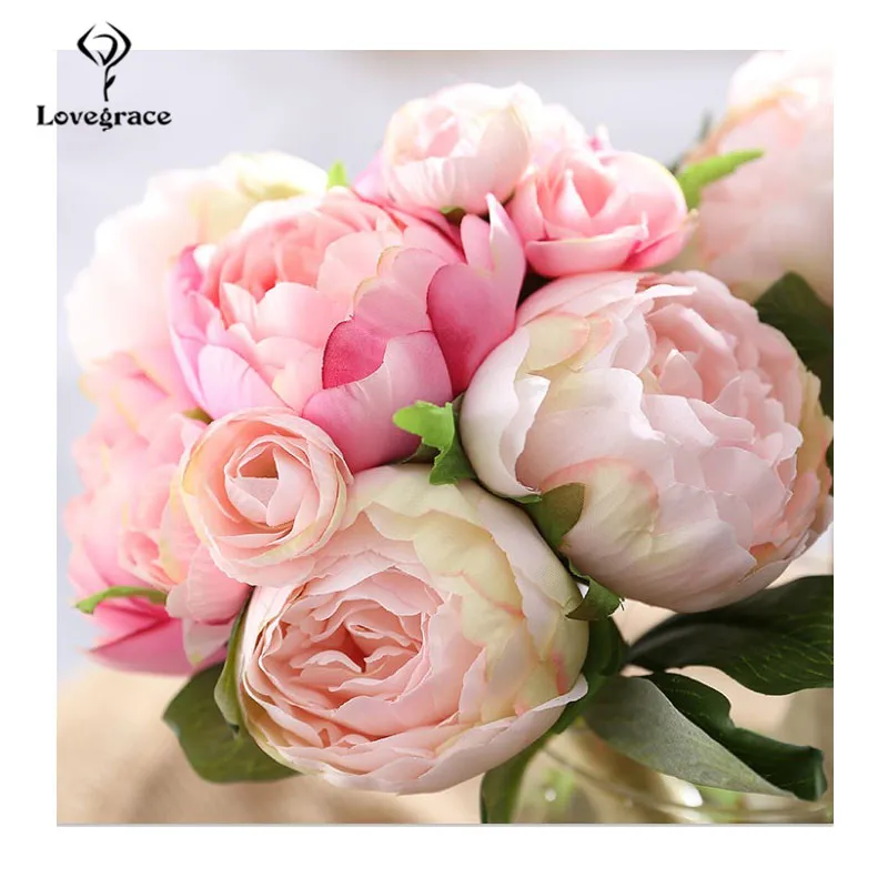 artificial flowers peony wedding flowers bridal bouquet  (29)