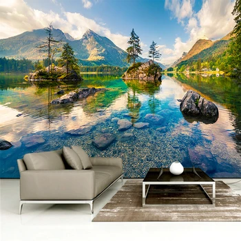 

Custom any size wall mural wallpapers Modern fashion mountain Alpine, flowing water, Wall sticker YBZ064
