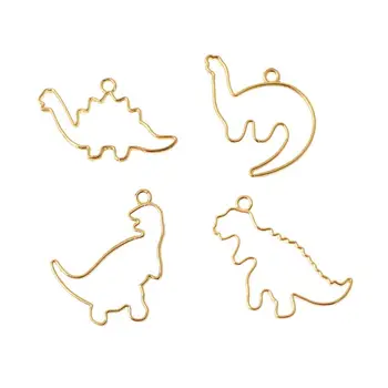

4Pc Cartoon Dinosaur Blank Resin Frame Pendant Open Bezel Setting Jewelry Making
