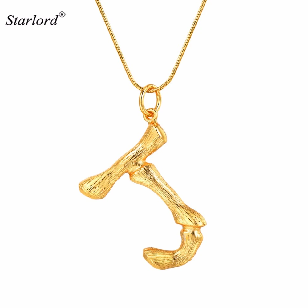 Big Initial J Letter Necklace Snake Chain Gold Alphabet Jewelry Chunky Bamboo Statement Personalized Gift For Women Men P90 Pendant Necklaces Aliexpress