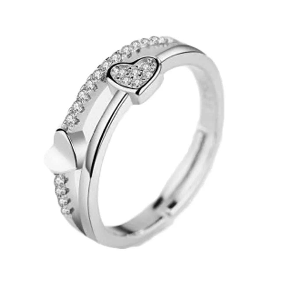 zheFanku New Vintage Heart Shape Wedding Ring Silver Color And Rose Gold Color Romantic Gift Fine Ring