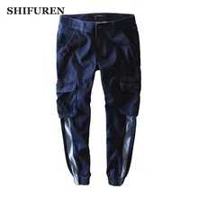 SHIFUREN/ весенние повседневные мужские брюки карго из чистого хлопка с несколькими карманами, базовые мужские брюки-шаровары, мешковатые брюки, комбинезоны в японском стиле