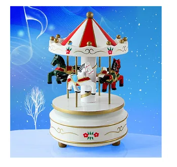 

1PC New Vintage Wooden Merry-Go-Round Carousel Classic Music Box Kids Christmas Birthday Wedding Gift Toy Wood Crafts JL 0977