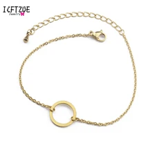 ICFTZWE серебряный золотой цвет ювелирный круг armbenen voor vrouwen браслет из нержавеющей стали Женский Pulseras Acero Inoxidable Mujer