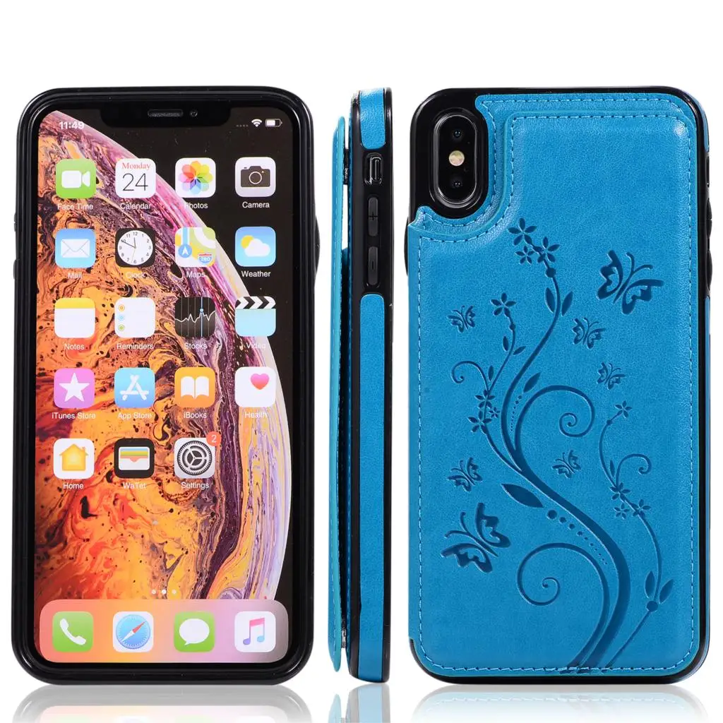 Кожаный чехол-книжка с бабочкой для iPhone X, XS, Max, XR, 6, 6s, 7, 8 Plus, Магнитный кошелек, чехол для iPhone 5 5S SE для карт, 6 Plus, 6s, 7, 8, чехол