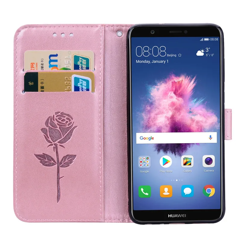 Huawei P Smart Case Soft Silicon TPU Wallet Flip Leather Phone Case For Huawei P Smart Cover FIG-LX1 Enjoy 7S Case