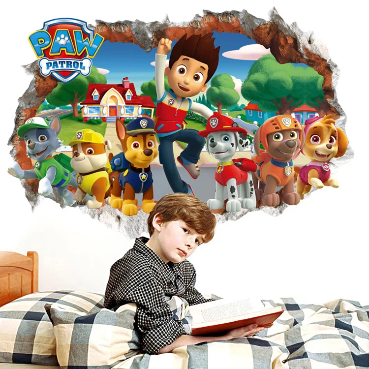 

Dream home dog patrol team wall stickers children's room wall stickers 3d three-dimensional decorative stickers